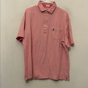 Johnnie-O Men's Orange and white Striped Polo Shirt  Size XL VGUC